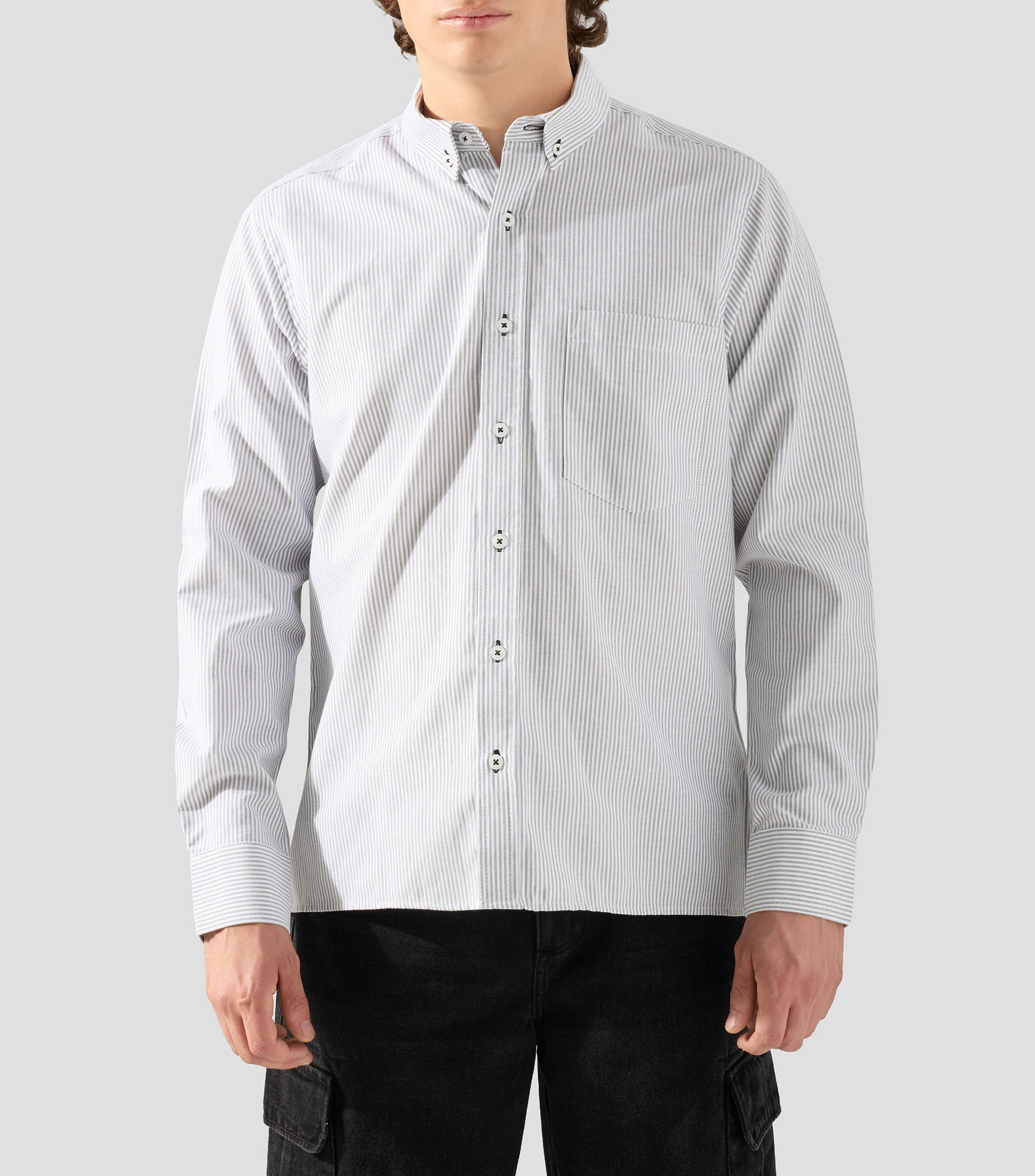 Camisa a rayas manga larga Hombre